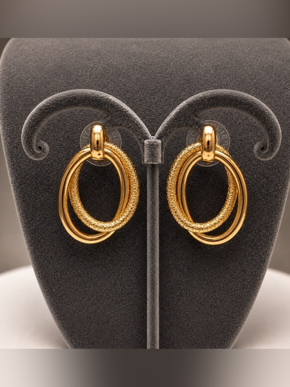 Premier Designs “Cashmere Too” Earrings – Gold-Plated Double Hoop Post EUC #167